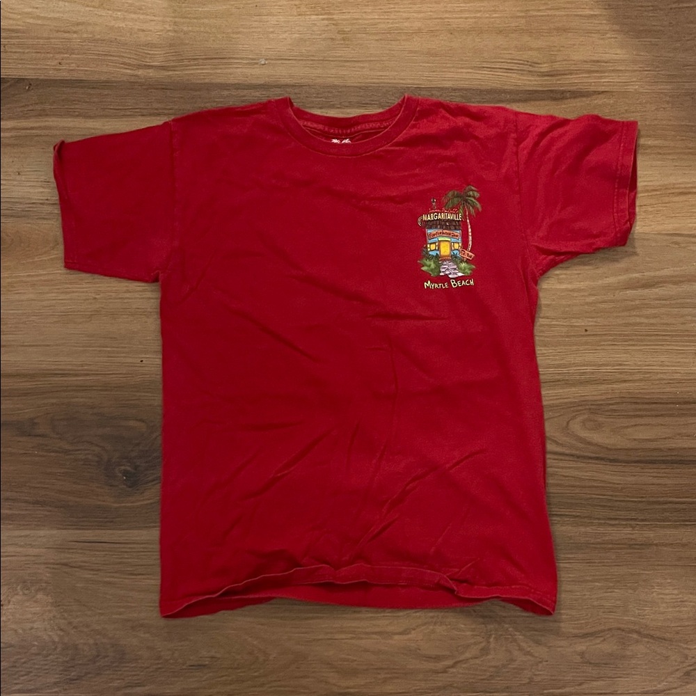 Margaritaville Red Short Sleeve Tee with Beach Graphic